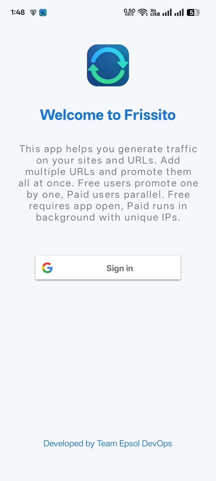 Frissito traffic booster dashboard